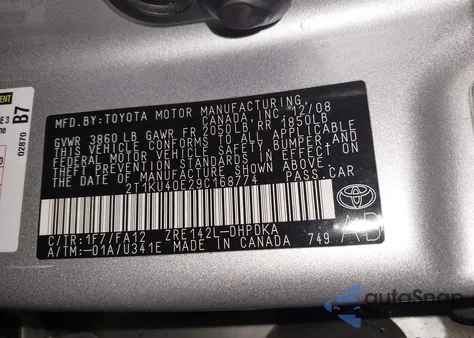 2009 Toyota Matrix из США, поврежденный, VIN 2T1KU40E29C168774